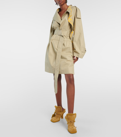 Shop Burberry Ekd Shearling-lined Suede Mules In Yellow