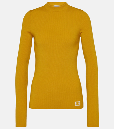 Shop Burberry Ekd Wool-blend Sweater In Yellow