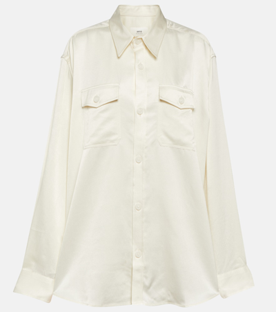 Ami Alexandre Mattiussi Cupro And Wool-blend Overshirt In White