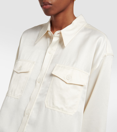 Ami Alexandre Mattiussi Cupro And Wool-blend Overshirt In White