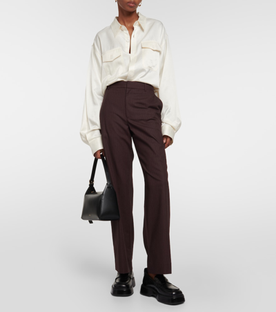 Ami Alexandre Mattiussi Cupro And Wool-blend Overshirt In White