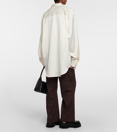 Ami Alexandre Mattiussi Cupro And Wool-blend Overshirt In White