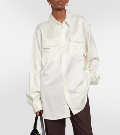 Ami Alexandre Mattiussi Cupro And Wool-blend Overshirt In White