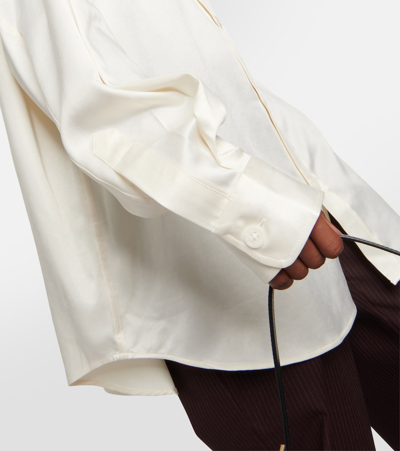 Ami Alexandre Mattiussi Cupro And Wool-blend Overshirt In White