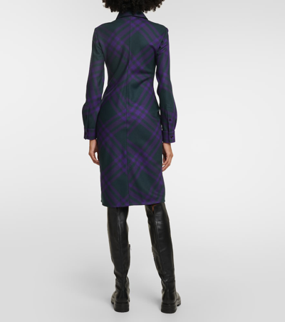 Shop Burberry Check Wool Shirt Dress In Multicoloured