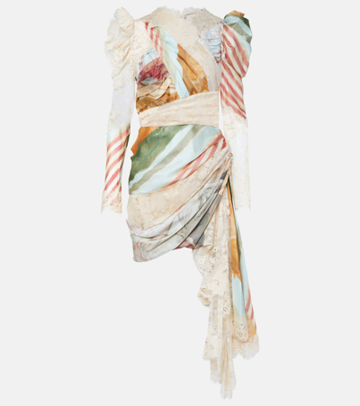 Shop Zimmermann Luminosity Lace Silk Minidress In Multicoloured