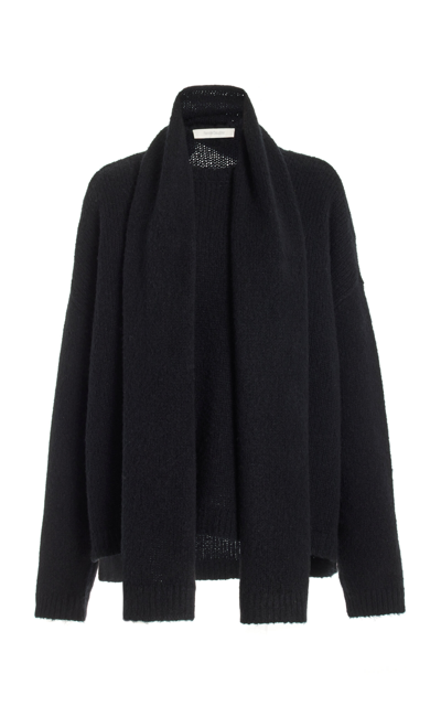 Shop Favorite Daughter The Jamie Scarf-detailed Wool-cashmere Sweater In Black