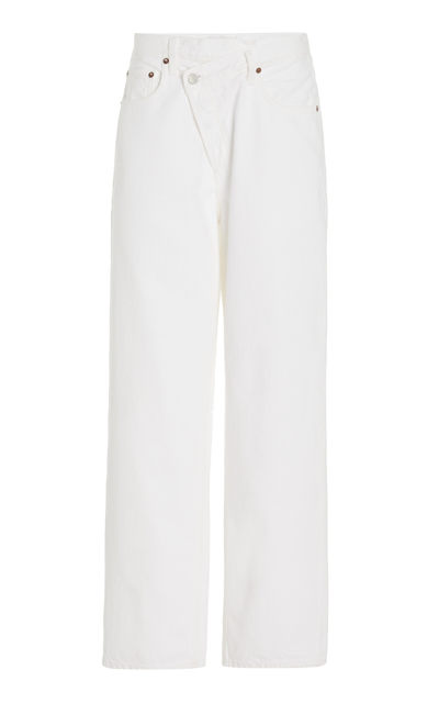 Shop Agolde Criss Cross Waistband Straight-leg Jeans In White