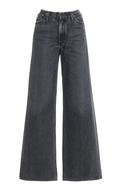 Shop Agolde Lex Rigid No-waist Low-slung Baggy Jeans In Black