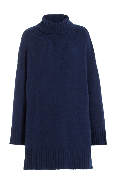 Shop Favorite Daughter The St. James Knit Wool-cashmere Mini Dress In Navy