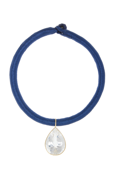 Shop Sauer Yvonne Crystal Silk Necklace In Blue