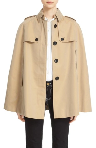 Shop Burberry 'wolseley' Cotton Trench Cape In Honey