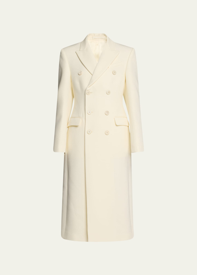 Shop Wardrobe.nyc Double-breasted Long Wool Coat In Off White