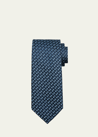 Shop Charvet Men's Micro-geometric Silk Tie In 18 Navy