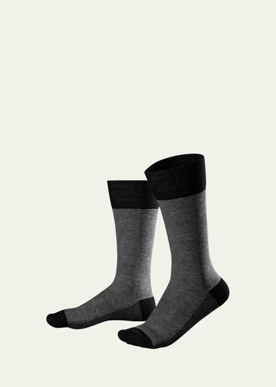 Shop Marcoliani Men's Pima Cotton Mid-calf Socks In 007 Black