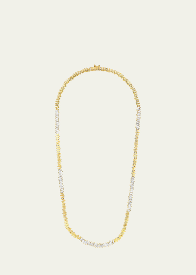 Shop Suzanne Kalan 18k Yellow Gold Baguette Diamond Station Necklace In Yg