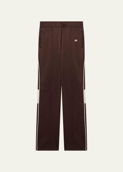 Shop Wales Bonner Men's Pintuck Jersey Track Pants In Brown And Ivory