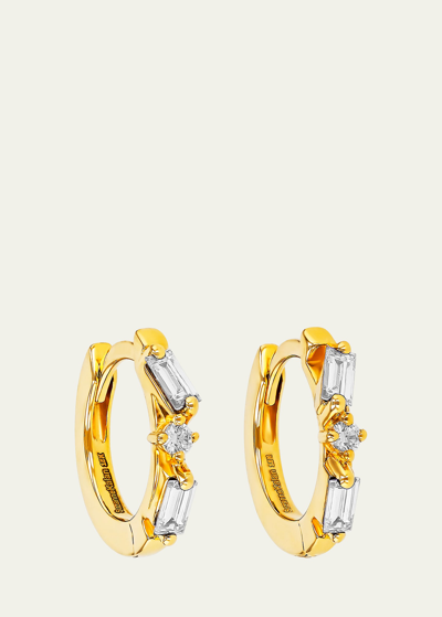 Shop Suzanne Kalan 18k Yellow Gold Diamond Huggie Earrings In Yg
