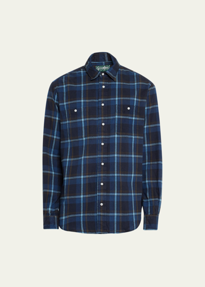 Shop Gitman Brothers Shirt Co. Men's Check Flannel Sport Shirt In Blue