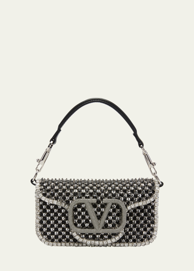 Shop Valentino Loco Small Polka Dot Embellished Shoulder Bag In Crystal Jet