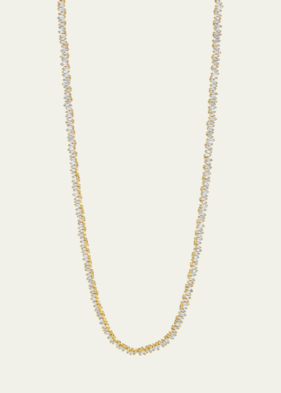 Shop Suzanne Kalan 18k Yellow Gold Fireworks Baguette Diamond Necklace In Yg
