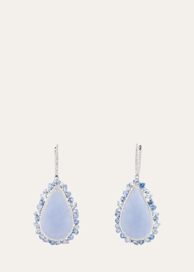 Shop Kimberly Mcdonald Chalcedony, Diamond, And Blue Sapphire Drop Earrings