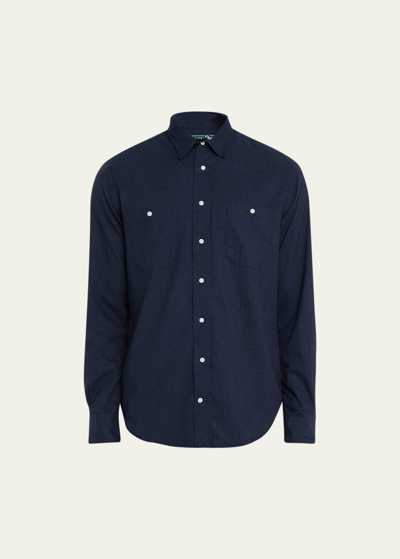 Shop Gitman Brothers Shirt Co. Men's Solid Flannel Sport Shirt In Navy
