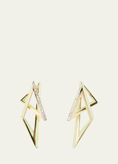 Shop Stephen Webster 18k Yellow Gold Vertigo Infinity Hoop Earrings With Neon Lime Enamel And Diamonds