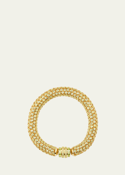 Shop Gemella Jewels 18k Yellow Gold Dancing Queen Peridot Bracelet In Emerald