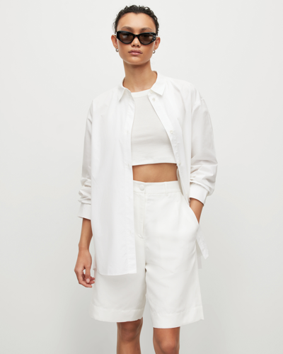 Shop Allsaints Sasha Oversized Split Hem Shirt In Optic White