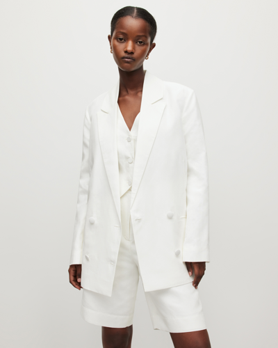 Shop Allsaints Petra Linen Blend Blazer In Off White