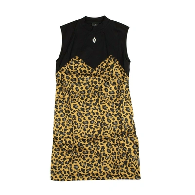 Shop Marcelo Burlon County Of Milan Black/leopard Print Sleeveless Dress