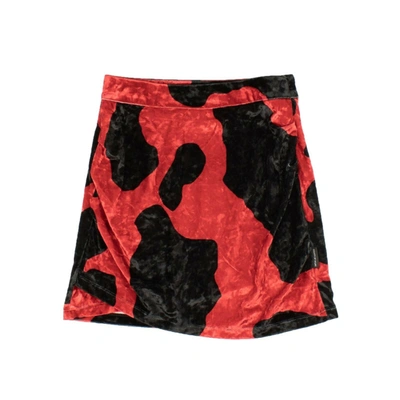 Shop Marcelo Burlon County Of Milan Red And Black Velvet Ladybug Mini Skirt