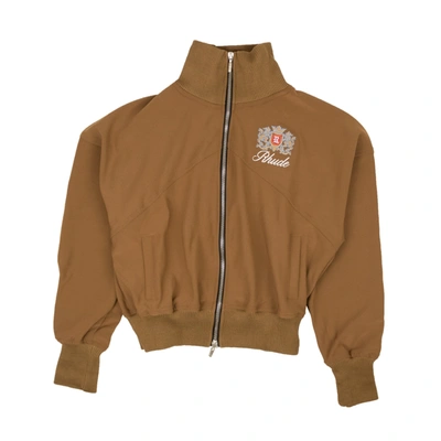 Shop Rhude Brown Cotton Logo Brentwood Track Jacket