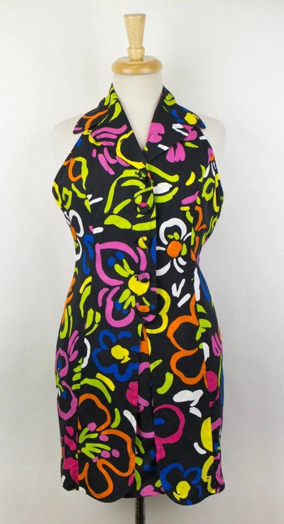 Shop Moschino Couture X Jeremy Scott Women's Floral Print Halter Neck Dress In Multi