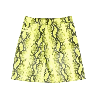 Shop Off-white Yellow Snake Leather Mini Skirt
