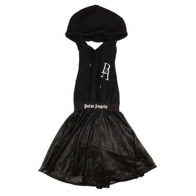Shop Palm Angels Black Mini Hoodie Dress