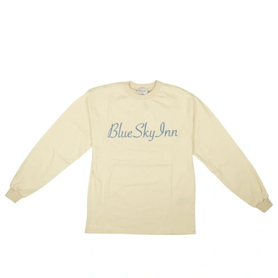 Shop Blue Sky Inn Cream Cotton Logo Long Sleeve T-shirt In Beige