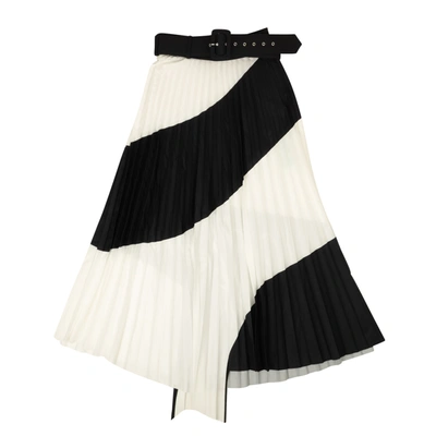 Shop Off-white Black White Plisse Pleated Skirt
