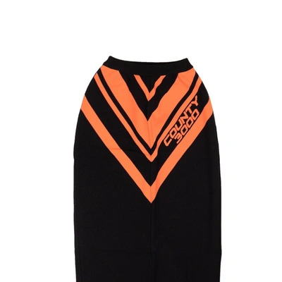 Shop Marcelo Burlon County Of Milan Black Faded Orange Knit Diagonal Midi Skirt