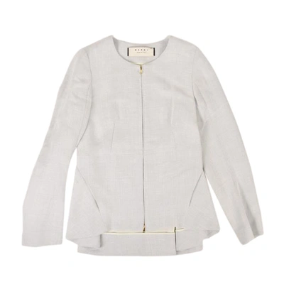 Shop Marni Women's Grey Zip Linen Woven Jacket
