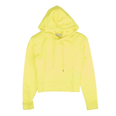 A Neon Yellow Cotton Pullover Hoodie In Yellow