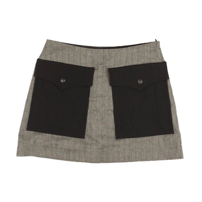 Shop Palm Angels Gray Pinstripe Sensitive Content Mini Skirt In Grey