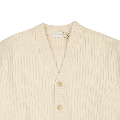 Shop John Elliott Ivory Capri Wool Cashmere Cardigan Sweater In Beige