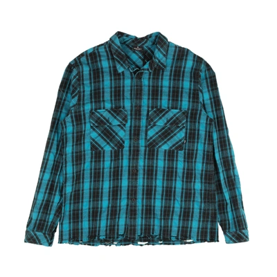 Shop Marcelo Burlon County Of Milan Blue And Black Plaid Button Down Shirt
