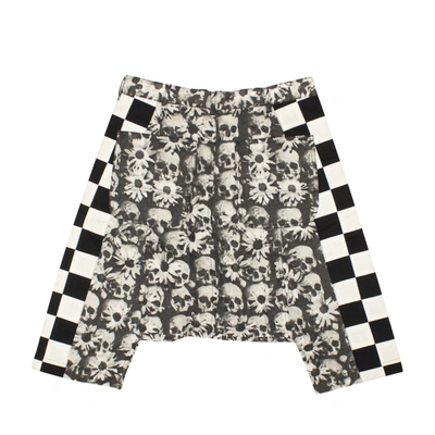 Shop Comme Des Garçons Black Checkered Print Drop Crotch Shorts