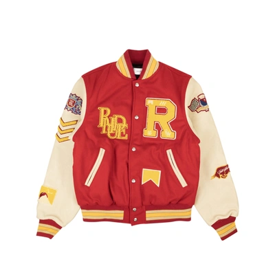 Shop Rhude Red Cotton Bull Market Varsity Jacket