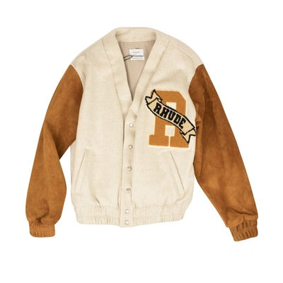 Rhude Beige And Tan Cardigan Bomber In Beige