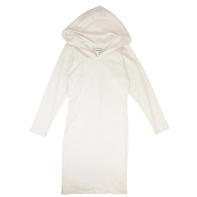 Shop A Opticl White Cotton Hooded Midi Dress