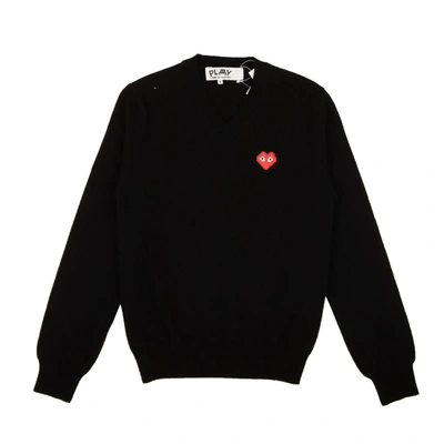 Shop Comme Des Garçons Play Black Heart V-neck Sweater